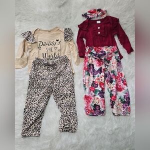Leopard and Floral Baby Outfit Set -12/18 Months-